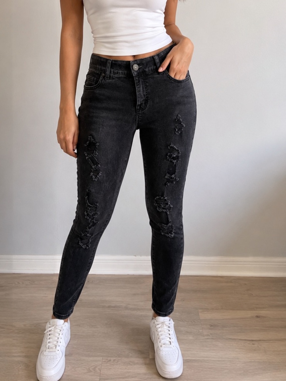Torrid Black Distressed Skinny Jeans